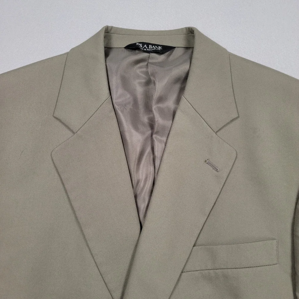 Men's Jos. A. Bank‎ Two Button Blazer Sport Coat, Khaki, Size 43L, Pre-Owned